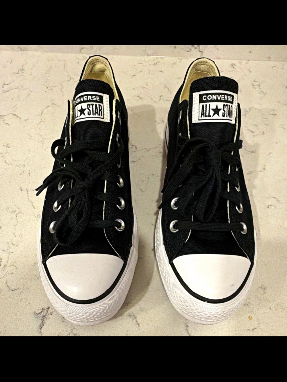 Converse Chuck Taylor All Star Platform Low Top Sneakers Black/White Size 8.5